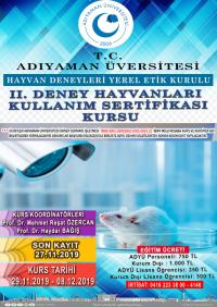 Adıyaman Üniversitesi Deney Hayvanları Sertifika Kurs Kayıtları Başlamıştır.